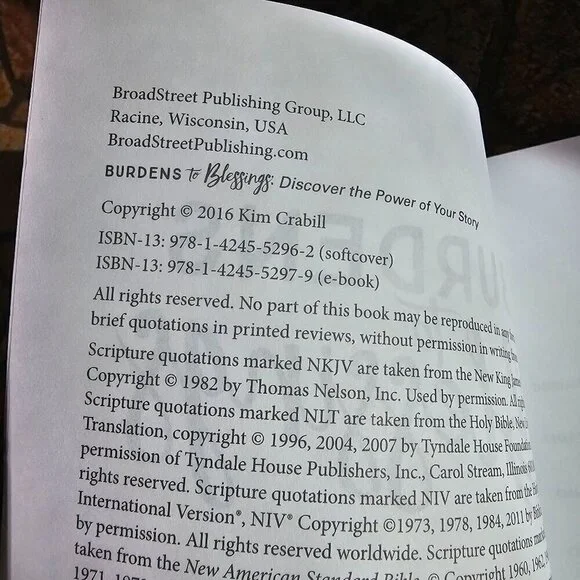 Burdens To Blessings By Kim Crabill, Softcover, Very Good Condition - Picture 5 of 5